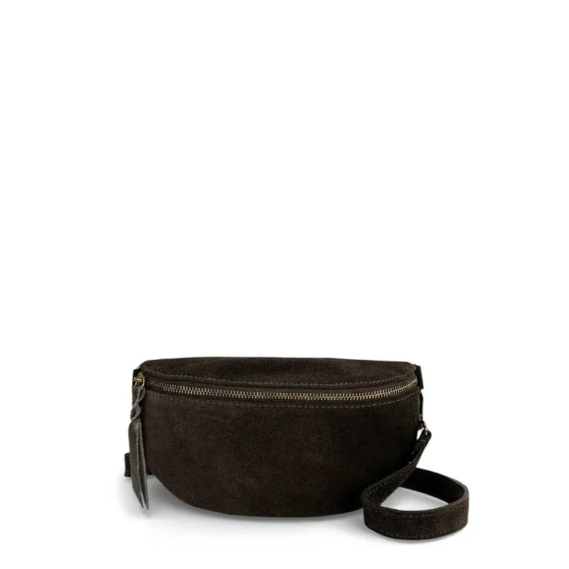 Sac banane en daim LOU SUE Marron chocolat