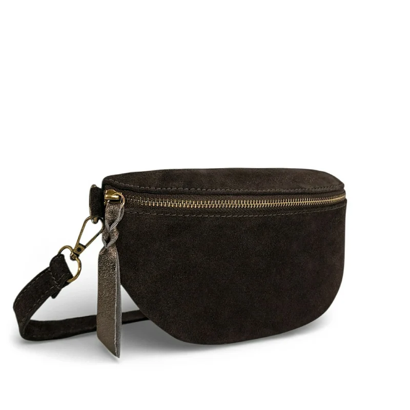 Sac banane en daim LOU SUE Marron chocolat