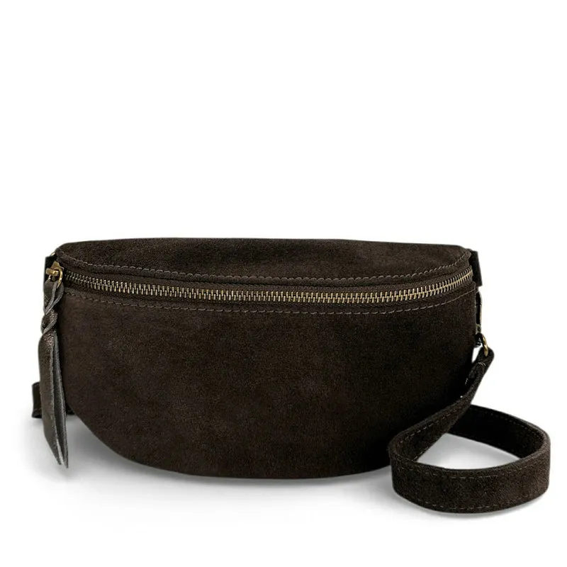Sac banane en daim LOU SUE Marron chocolat