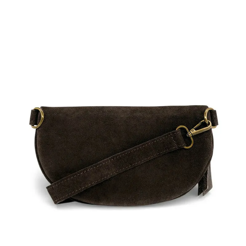 Sac banane en daim LOU SUE Marron chocolat