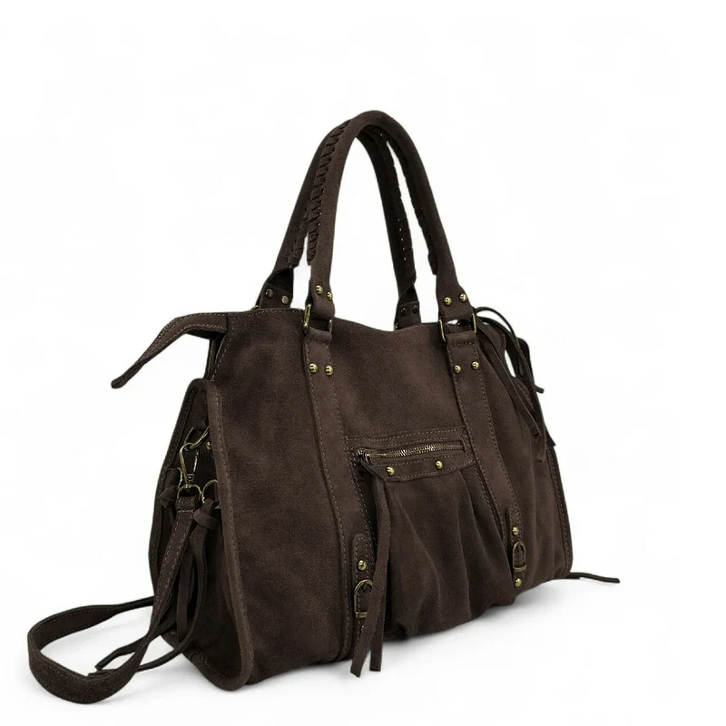 Sac à main en daim STORM SUEDE Marron cacao