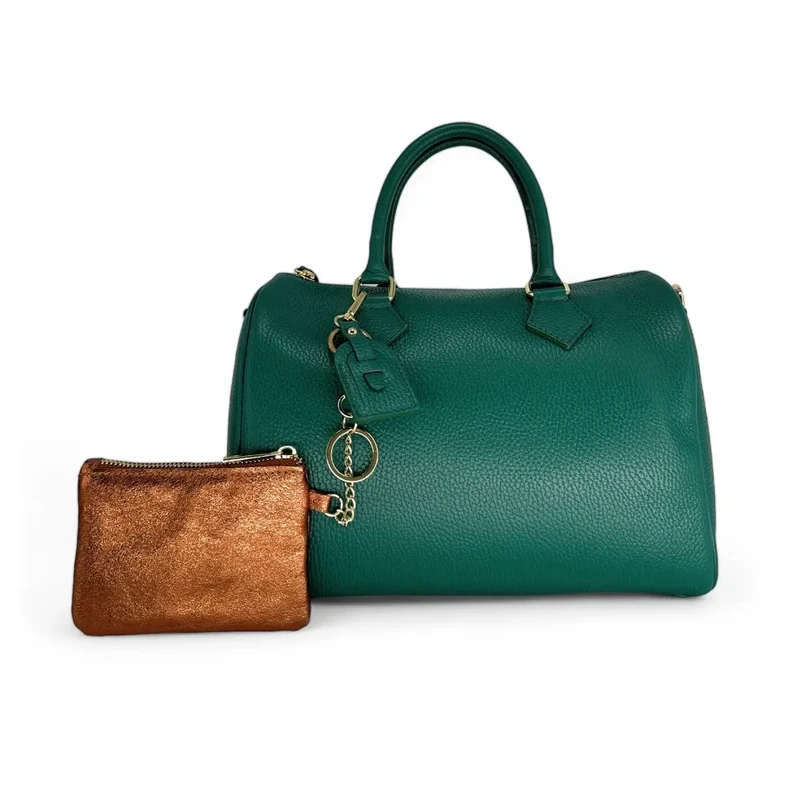 Porte-monnaie porte-clés en cuir irisé POCKET GLOW Bronze