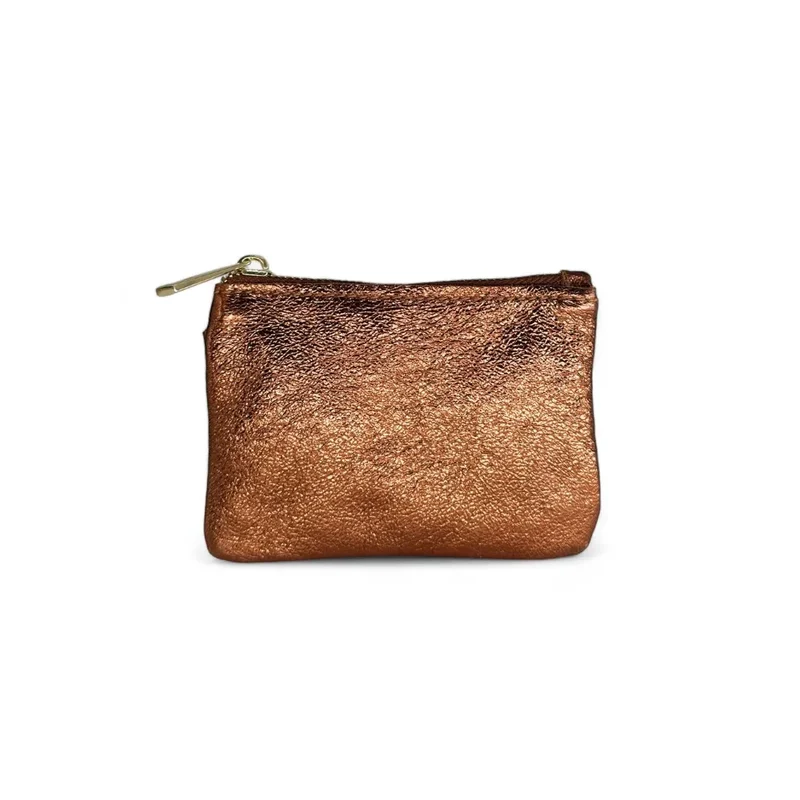 Porte-monnaie porte-clés en cuir irisé POCKET GLOW Bronze