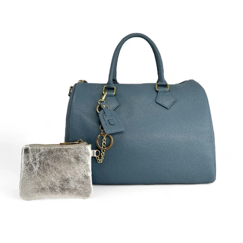 Porte-monnaie porte-clés en cuir irisé POCKET GLOW Argent clair
