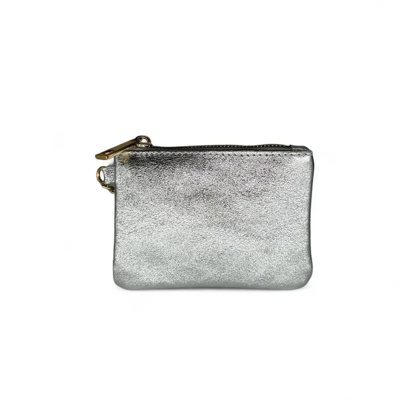 Porte-monnaie porte-clés en cuir irisé POCKET GLOW Argent clair