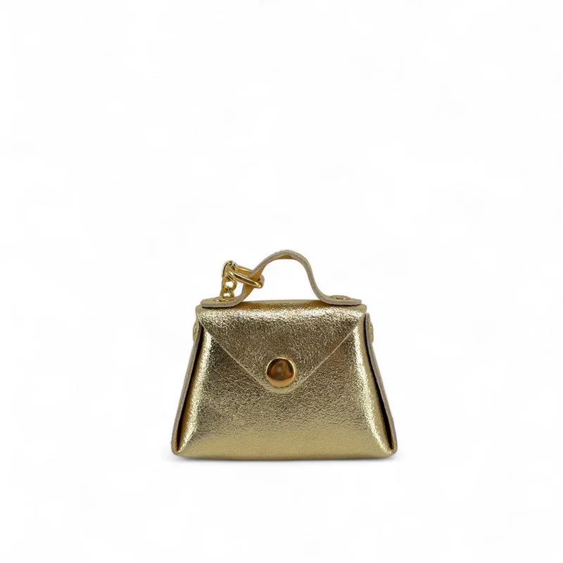 Porte-monnaie à mousqueton en cuir irisé BABEL Or pâle