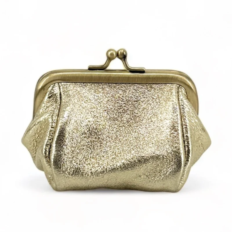 Pochette porte-monnaie en cuir irisé REINETTE Or pâle