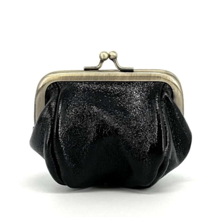 Pochette porte-monnaie en cuir irisé REINETTE Noir irisé