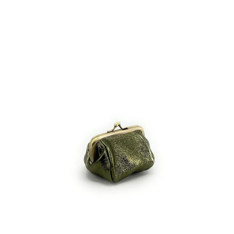 Pochette porte-monnaie en cuir irisé REINETTE Vert kaki irisé