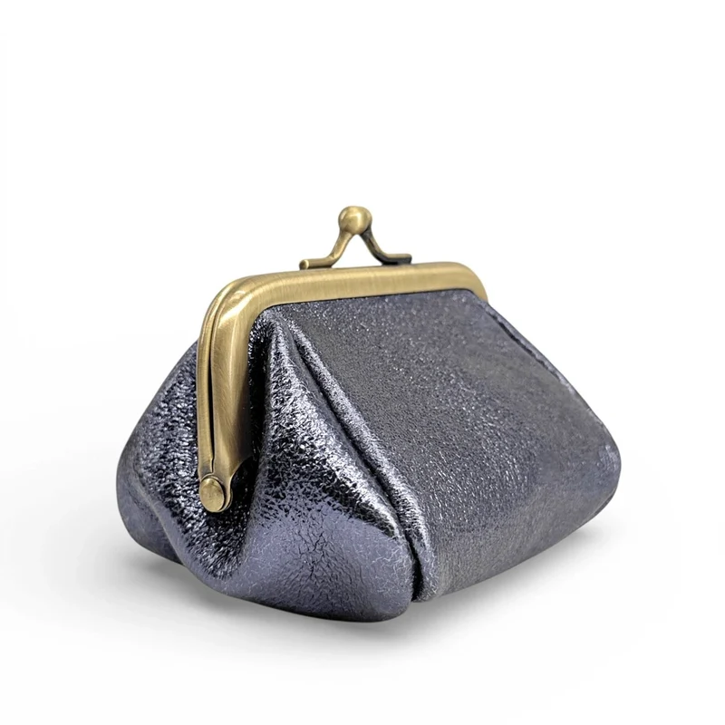 Pochette porte-monnaie en cuir irisé REINETTE Bleu céleste
