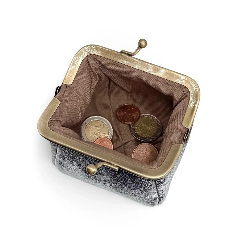 Pochette porte-monnaie en cuir irisé REINETTE Bleu céleste