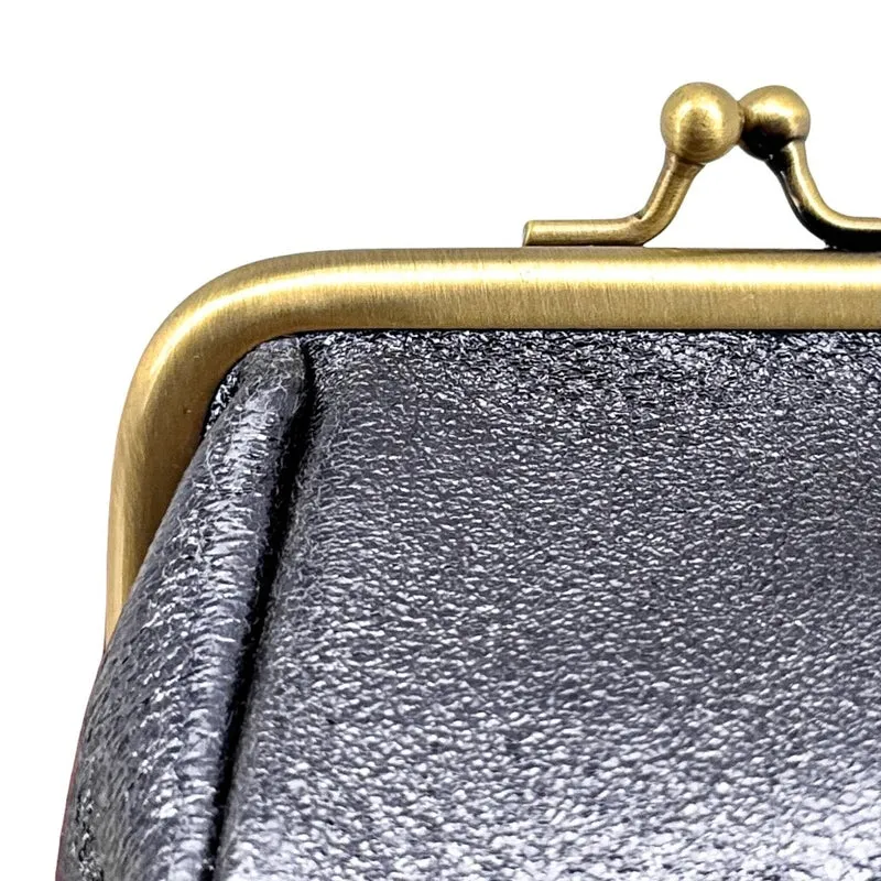 Pochette porte-monnaie en cuir irisé REINETTE Bleu céleste