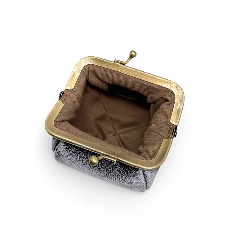 Pochette porte-monnaie en cuir irisé REINETTE Bleu céleste