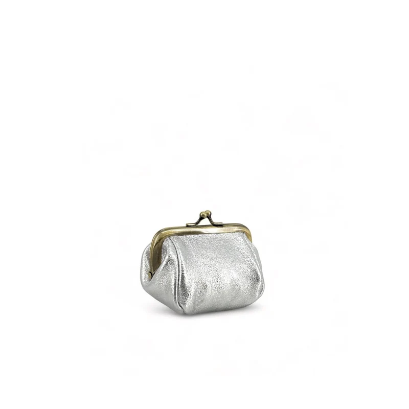 Pochette porte-monnaie en cuir irisé REINETTE Argent clair