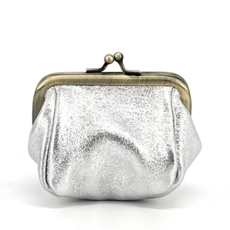 Pochette porte-monnaie en cuir irisé REINETTE Argent clair