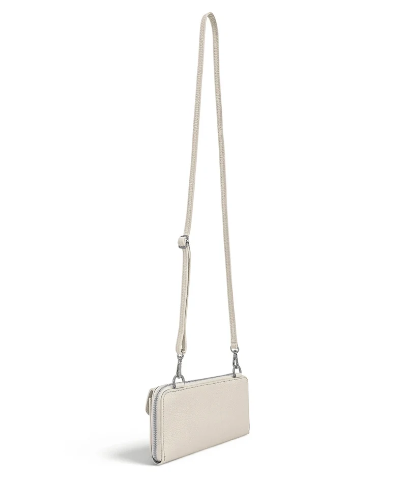 Sac portefeuille à bandoulière en cuir grainé CITY Taupe clair