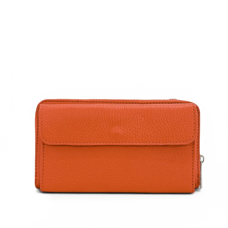 Sac portefeuille à bandoulière en cuir grainé CITY Orange