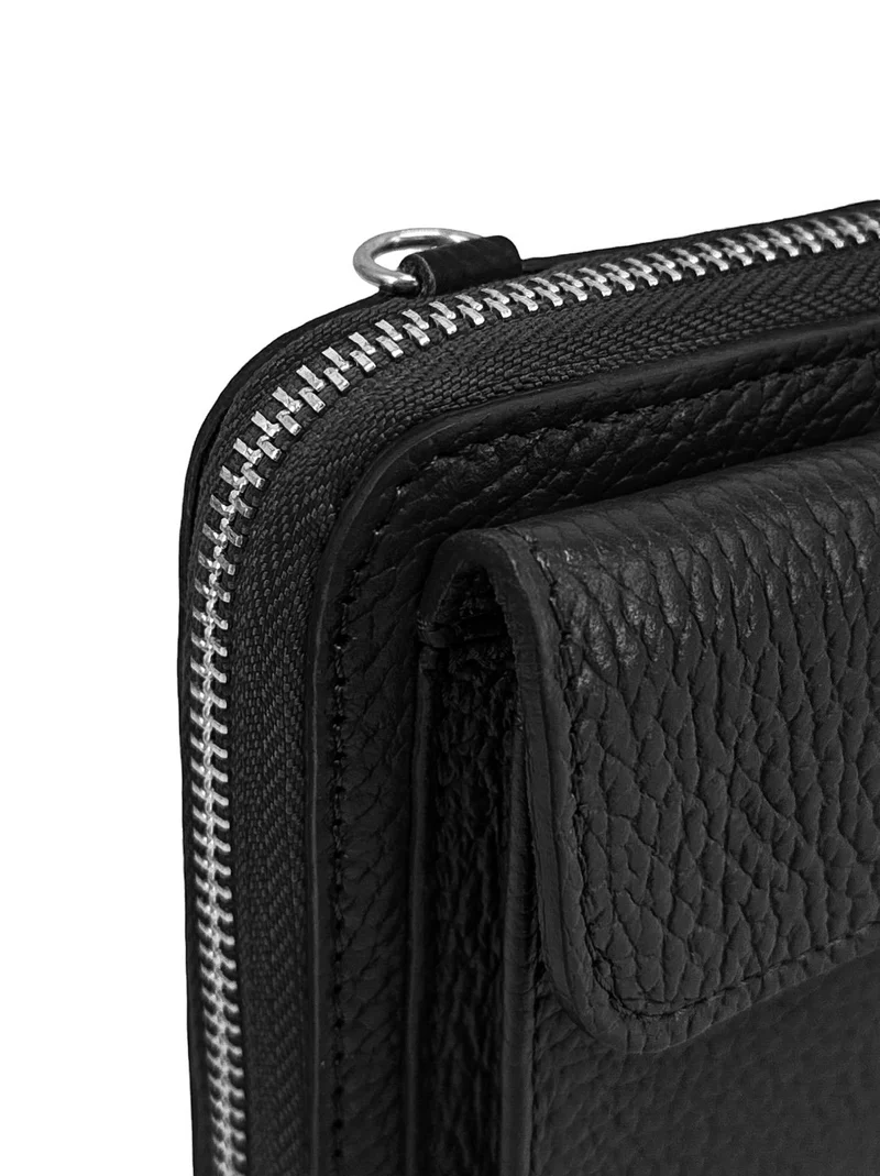 Sac portefeuille à bandoulière en cuir grainé CITY Noir