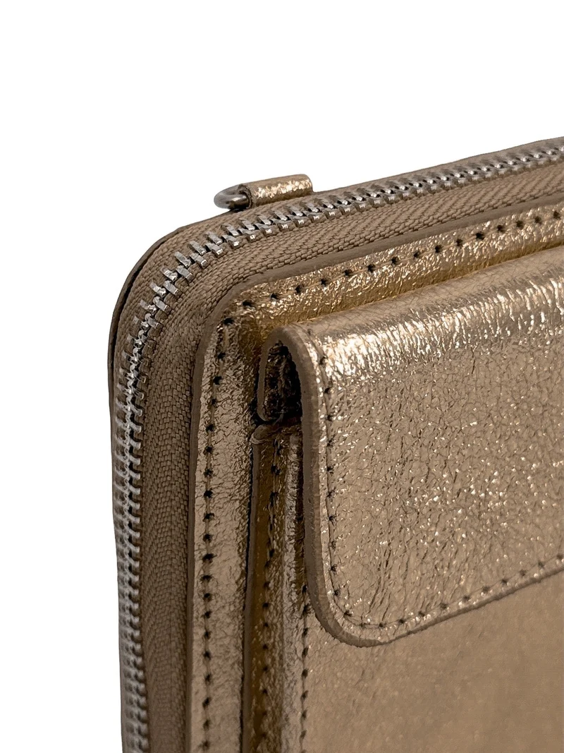Sac portefeuille à bandoulière en cuir irisé CITY Champagne irisé