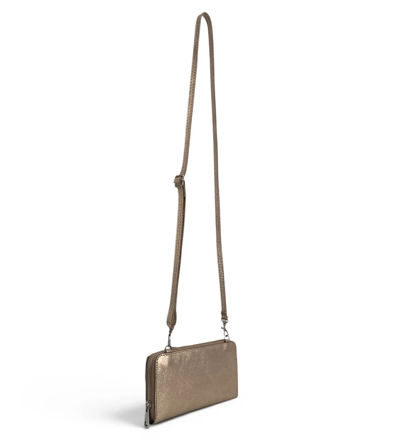 Sac portefeuille à bandoulière en cuir irisé CITY Champagne irisé