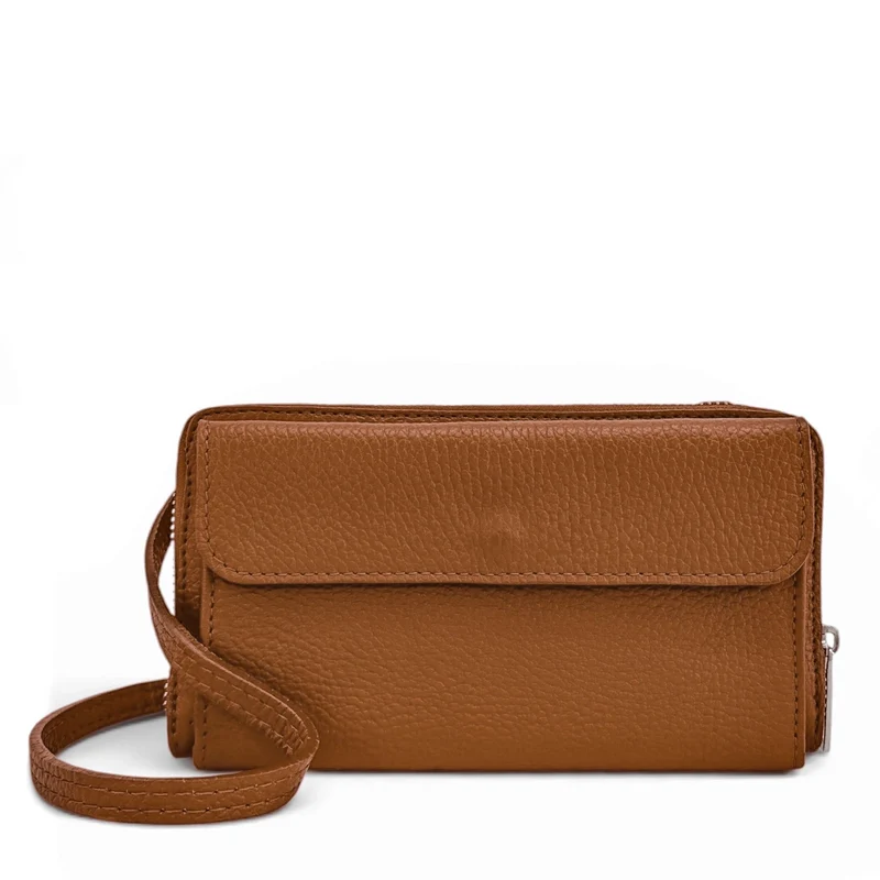 Sac portefeuille à bandoulière en cuir grainé CITY Camel