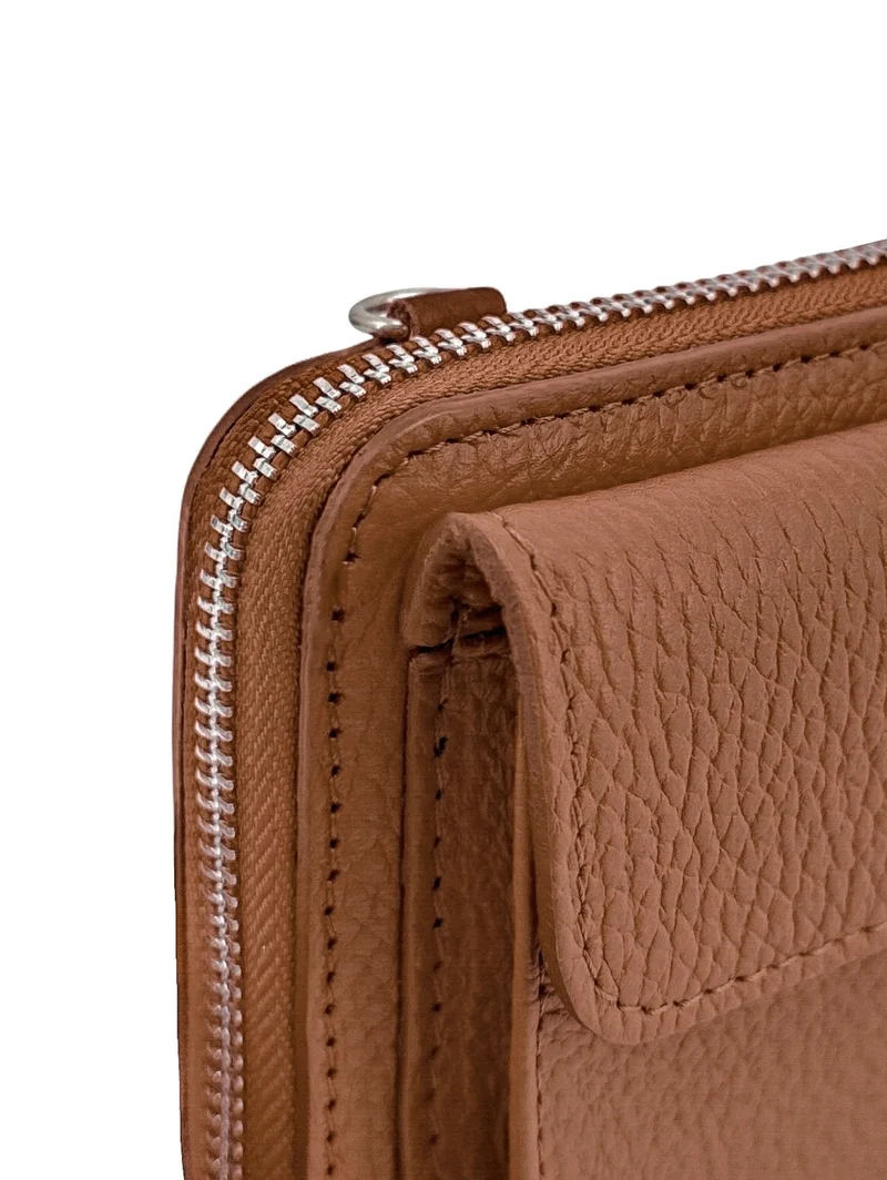 Sac portefeuille à bandoulière en cuir grainé CITY Camel