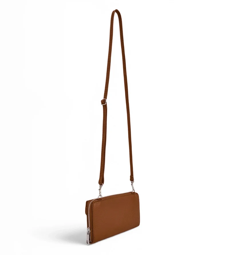 Sac portefeuille à bandoulière en cuir grainé CITY Camel