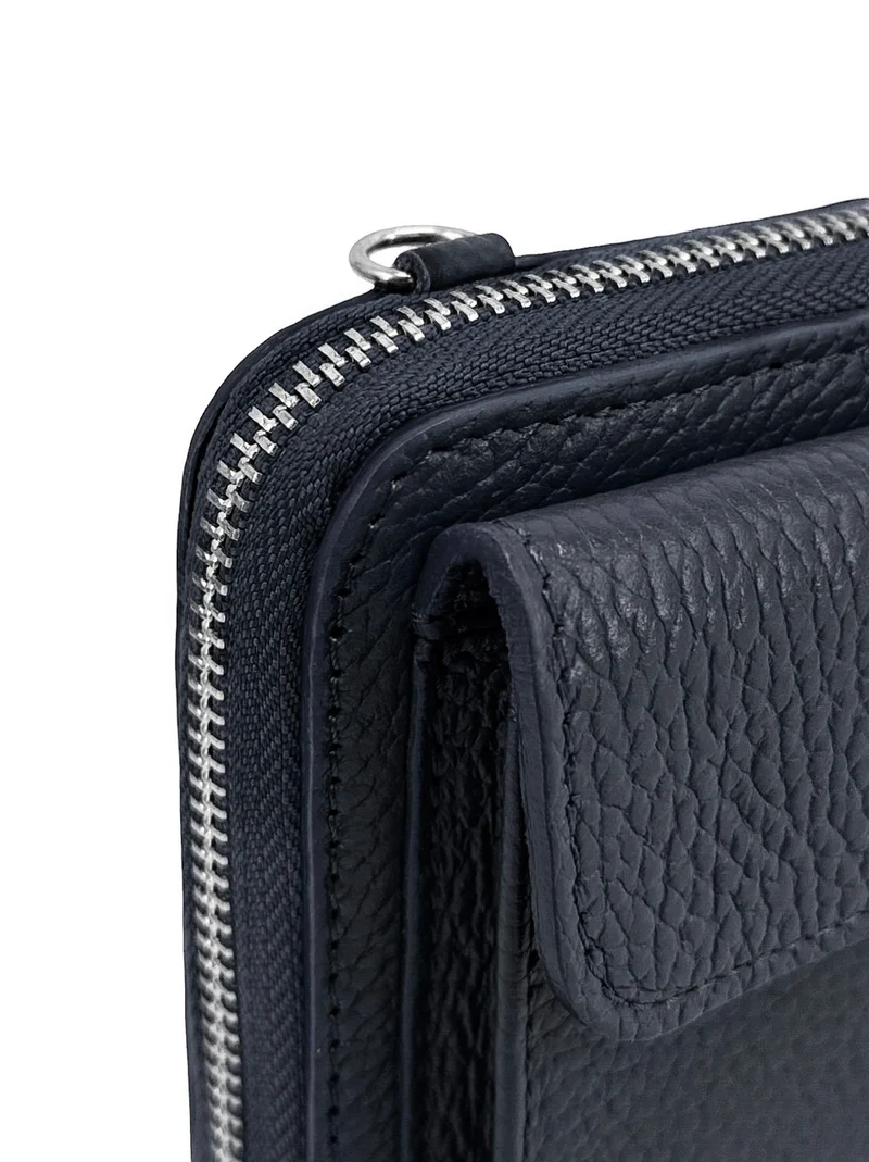 Sac portefeuille à bandoulière en cuir grainé CITY Bleu marine