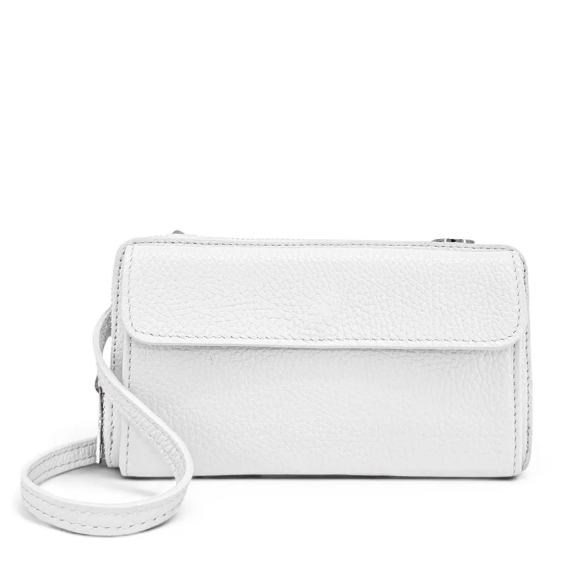 Sac portefeuille à bandoulière en cuir grainé CITY Blanc