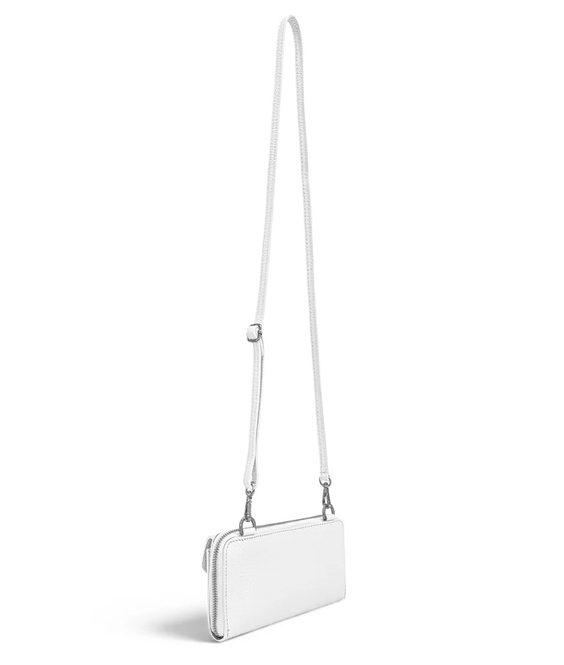 Sac portefeuille à bandoulière en cuir grainé CITY Blanc