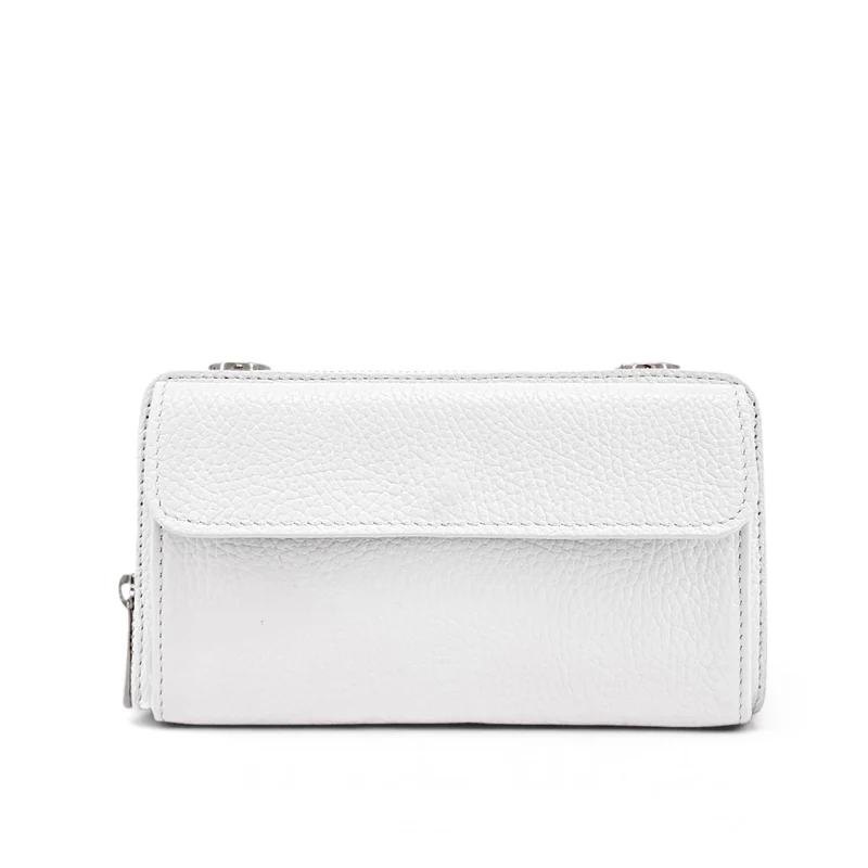 Sac portefeuille à bandoulière en cuir grainé CITY Blanc
