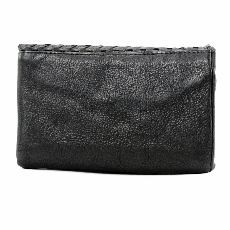 Portefeuille porte-monnaie en cuir tressé ATACAMA Noir