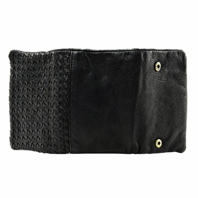 Portefeuille porte-monnaie en cuir tressé ATACAMA Noir