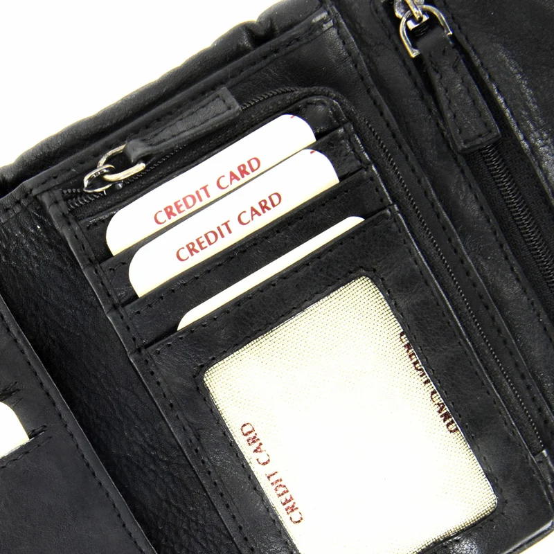 Portefeuille porte-monnaie en cuir tressé ATACAMA Noir