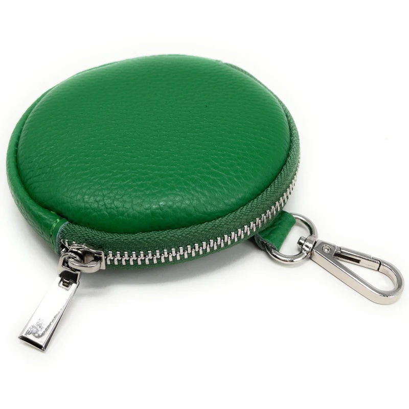 Porte monnaie en cuir grainé italien NEMO Vert intense