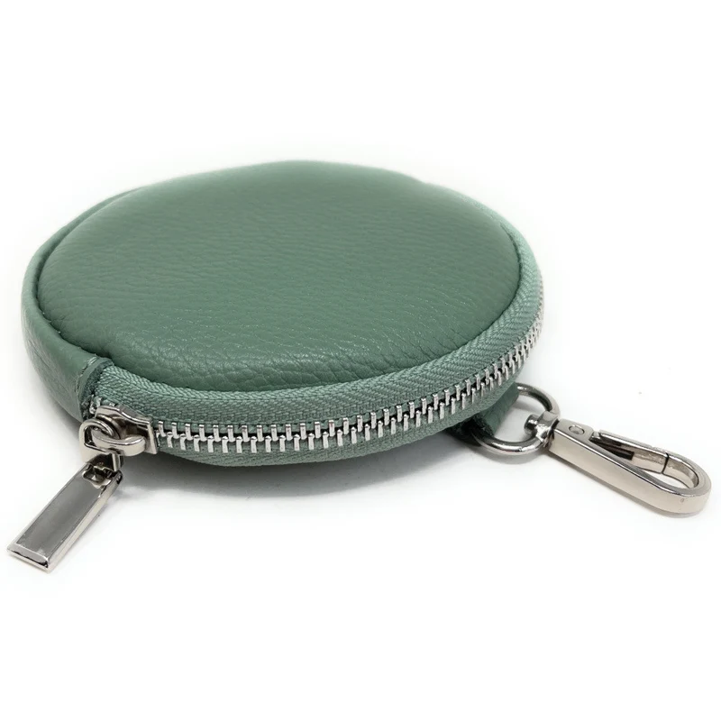 Porte monnaie en cuir grainé italien NEMO Vert pastel