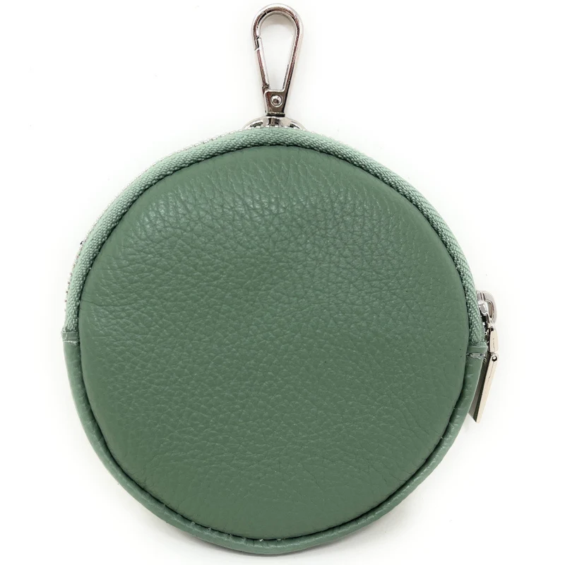 Porte monnaie en cuir grainé italien NEMO Vert pastel