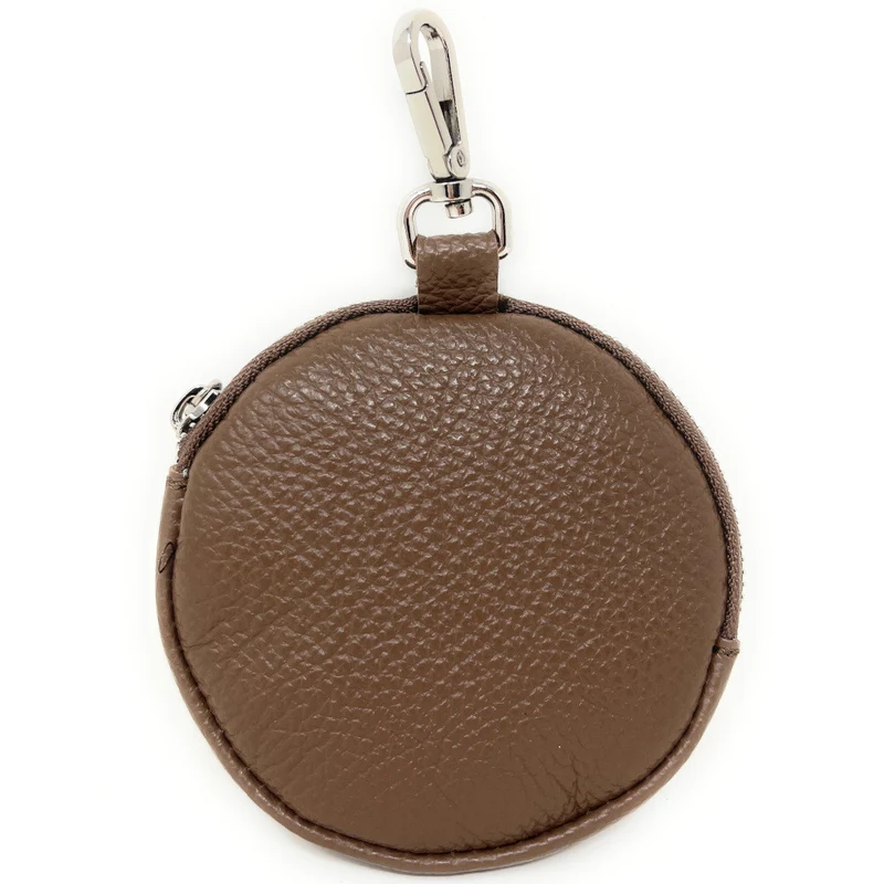 Porte monnaie en cuir grainé italien NEMO Taupe foncé
