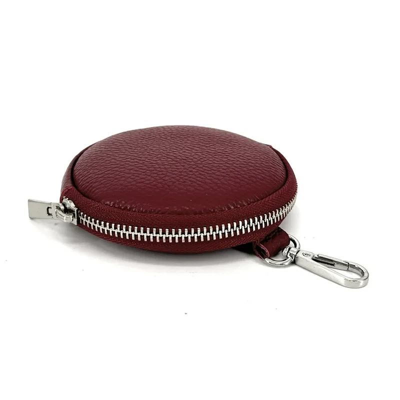 Porte monnaie en cuir grainé italien NEMO Rouge foncé