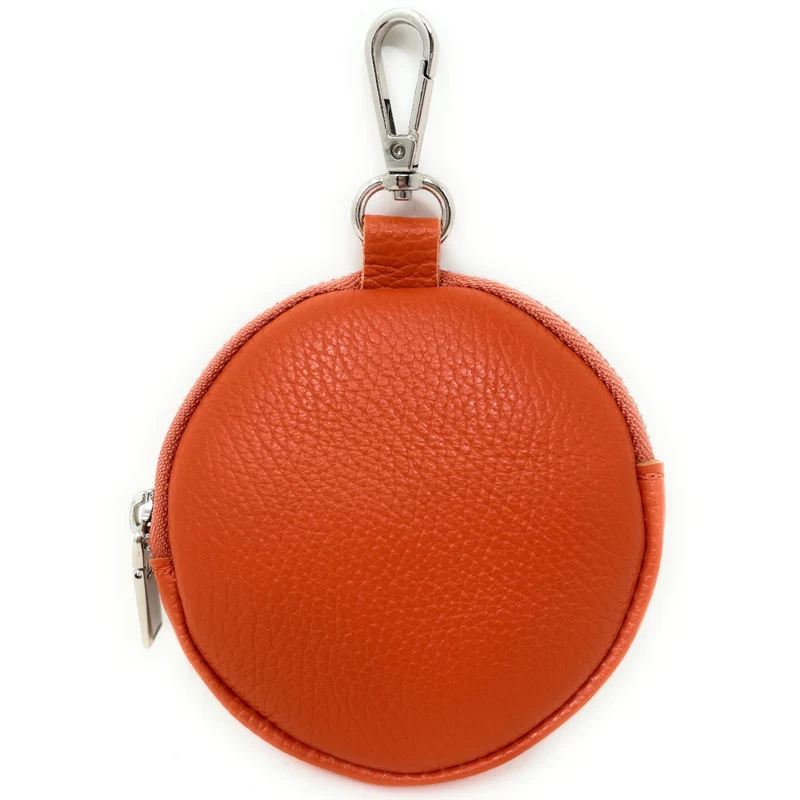 Porte monnaie en cuir grainé italien NEMO Orange