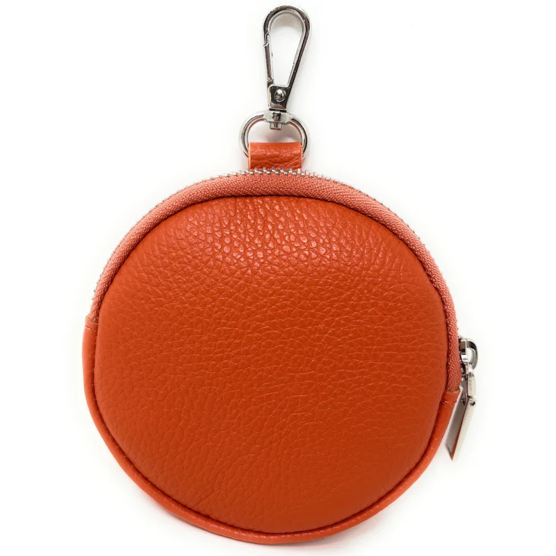 Porte monnaie en cuir grainé italien NEMO Orange
