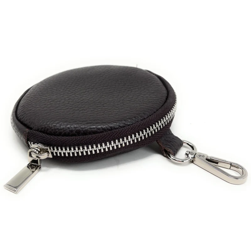 Porte monnaie en cuir grainé italien NEMO Marron chocolat