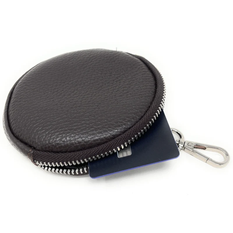 Porte monnaie en cuir grainé italien NEMO Marron chocolat