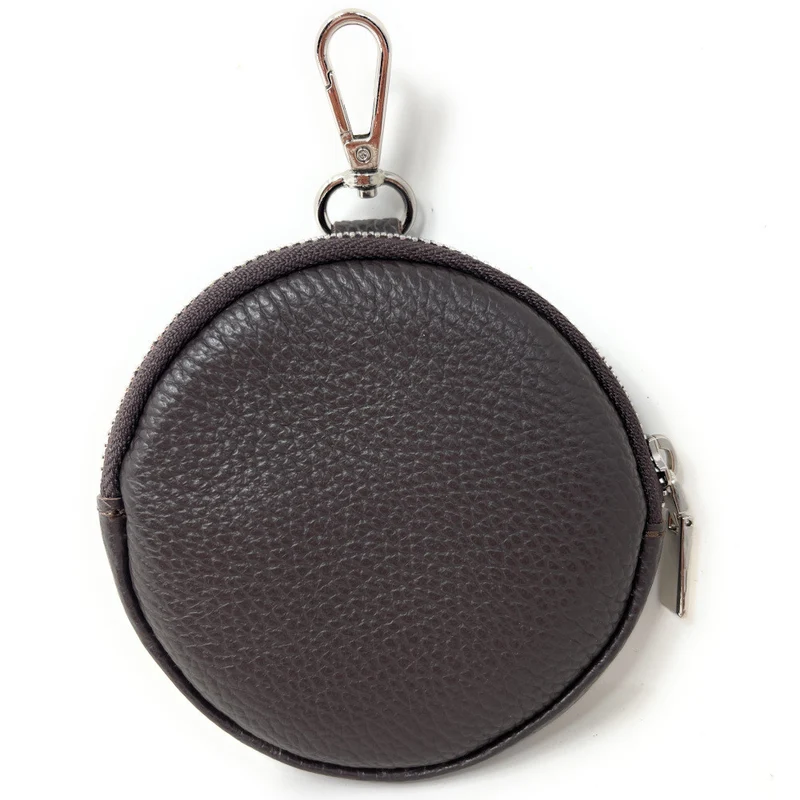 Porte monnaie en cuir grainé italien NEMO Marron chocolat
