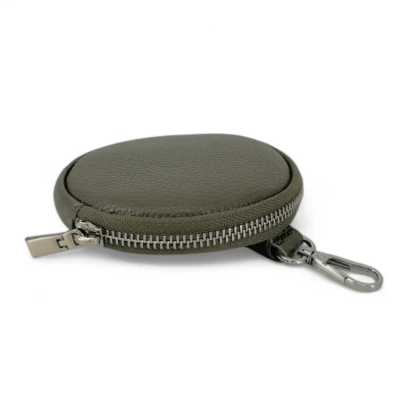 Porte monnaie en cuir grainé italien NEMO Vert kaki