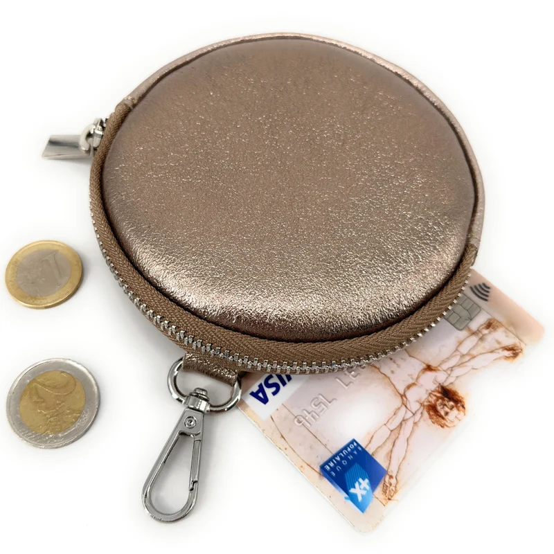 Porte monnaie en cuir irisé italien NEMO Champagne irisé