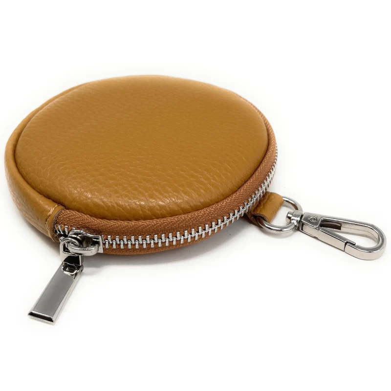 Porte monnaie en cuir grainé italien NEMO Marron camel