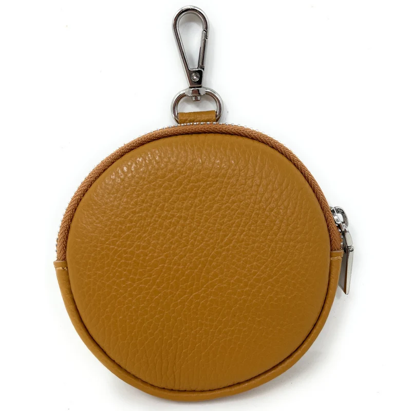 Porte monnaie en cuir grainé italien NEMO Marron camel