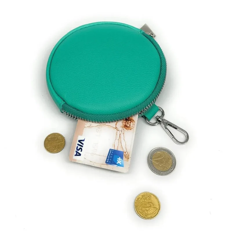 Porte monnaie en cuir grainé italien NEMO Bleu des mers du sud