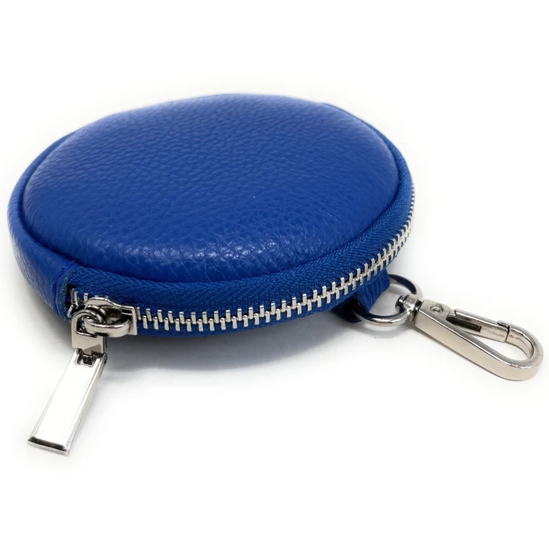 Porte monnaie en cuir grainé italien NEMO Bleu roi